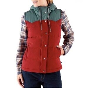 Patagonia Bivy Down Vest Drumfire Red Maroon Mushroom Size Small Hooded Rare